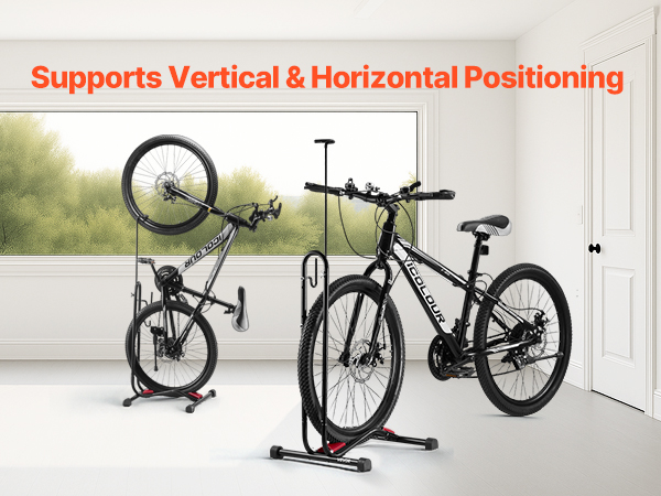 Support à Vélo Autoportant VEVOR - Range Vélo Vertical/horizontal, Compatible 406-700 Mm, Sans Perçage - 4