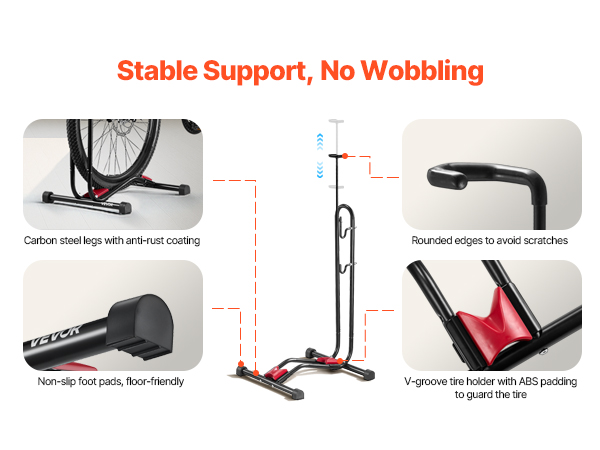 Support à Vélo Autoportant VEVOR - Range Vélo Vertical/horizontal, Compatible 406-700 Mm, Sans Perçage - 6