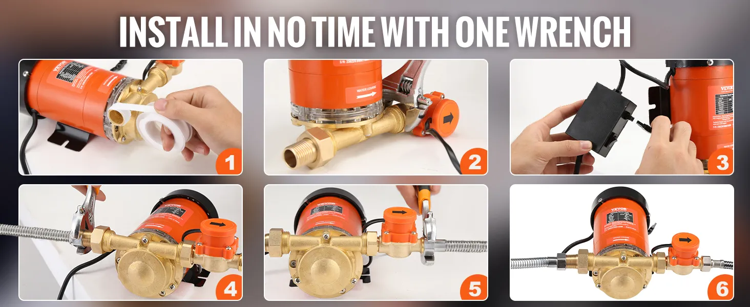Instalación de una bomba amplificadora de presión de agua VEVOR con una llave; guía sencilla paso a paso.