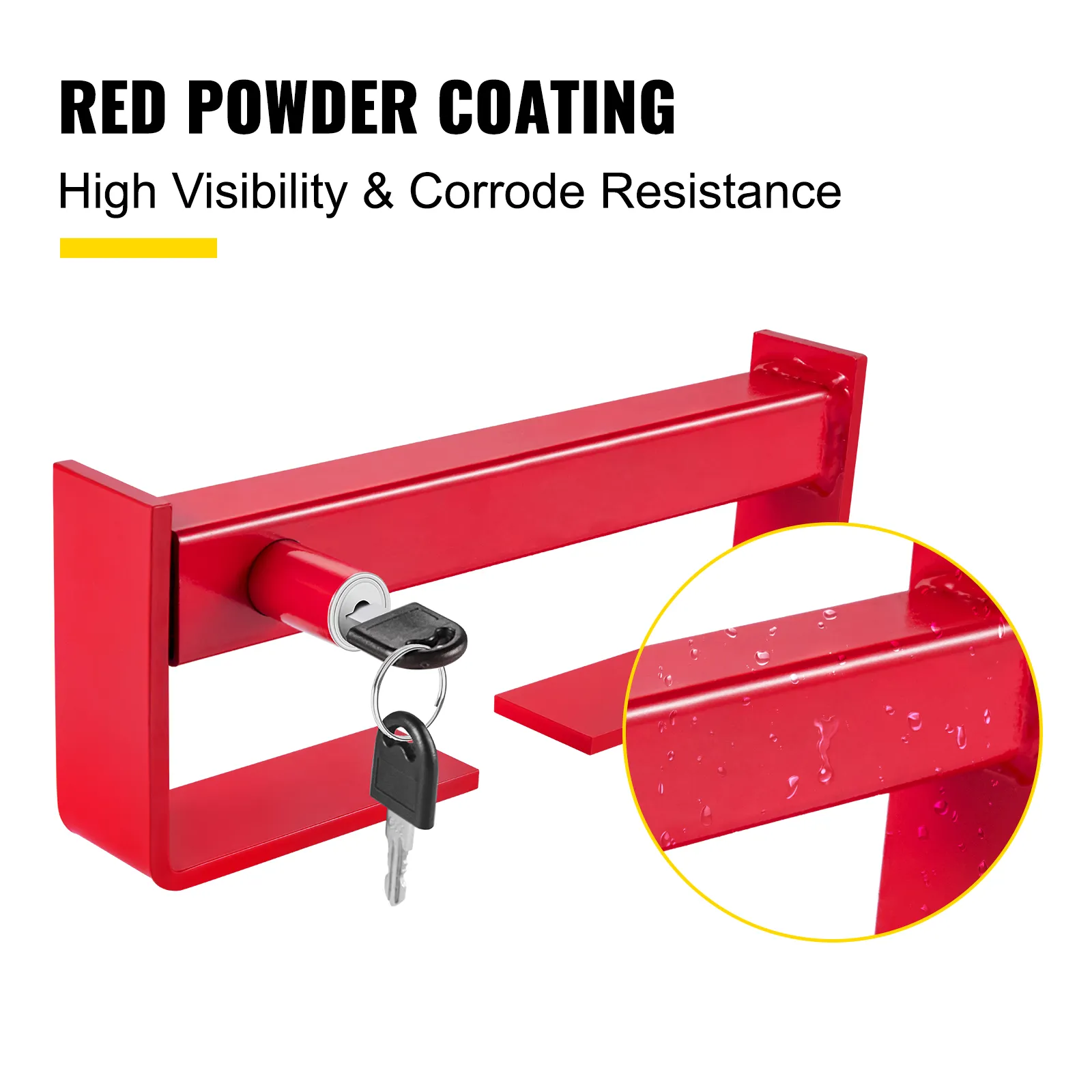 VEVOR cargo container lock in red powder coating with key, highlighting durability.