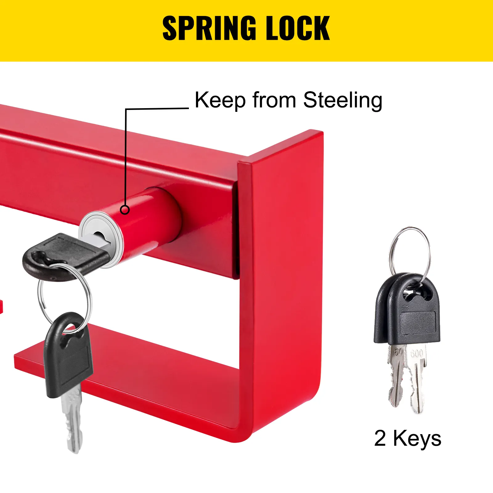 VEVOR cargo container lock with two keys and red spring lock mechanism.