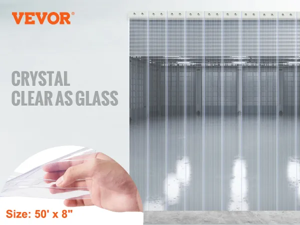 VEVOR Streifenvorhang, 50' x 8", kristallklar, beeinträchtigt die Innenbeleuchtung nicht