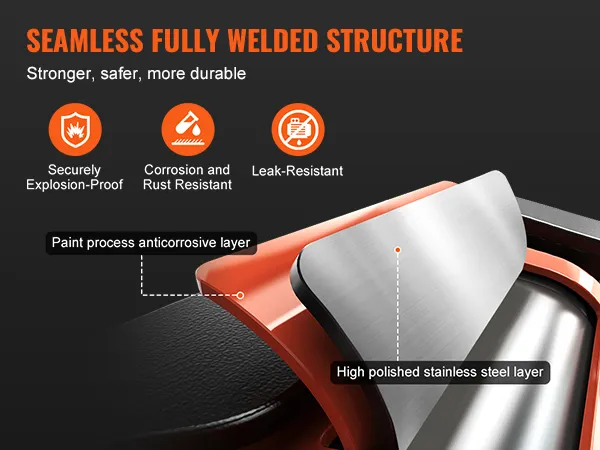 VEVOR hydraulische teenkrik met explosieveilige, corrosiebestendige, lekvrije, naadloze staallaag.