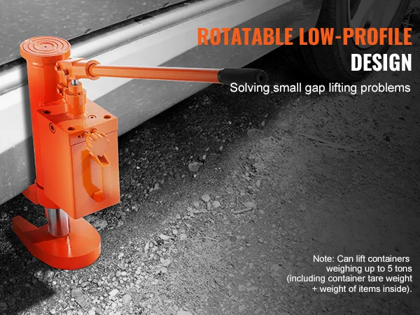 VEVOR hydraulic toe jack with a rotatable low-profile design lifts up to 5 tons.