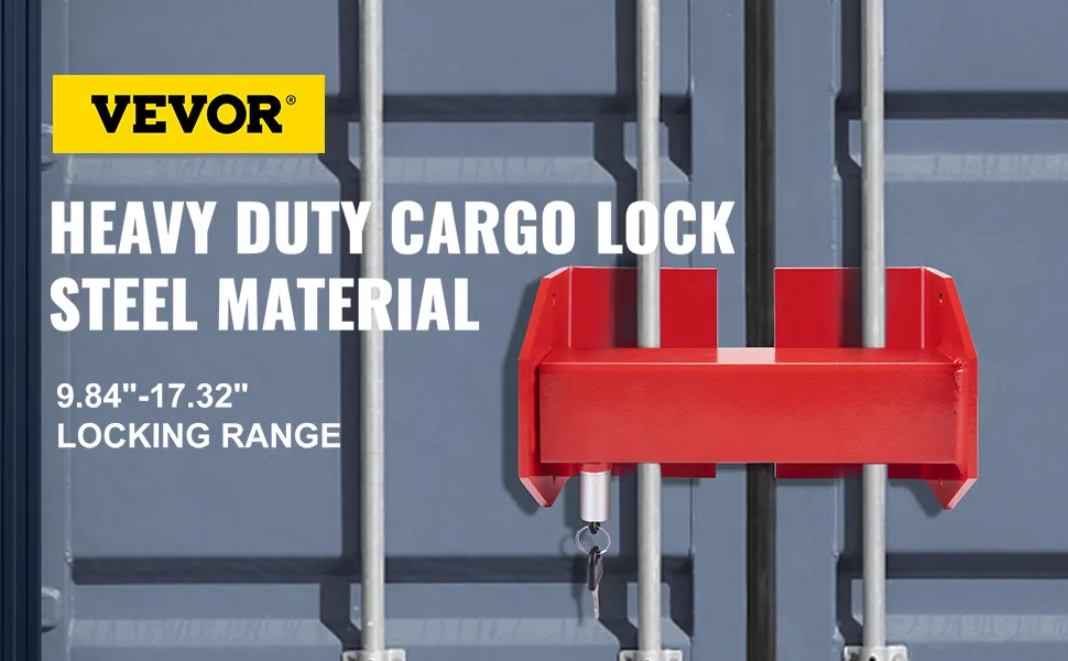 VEVOR cargo container lock, heavy-duty steel with 9.84"-17.32" locking range.