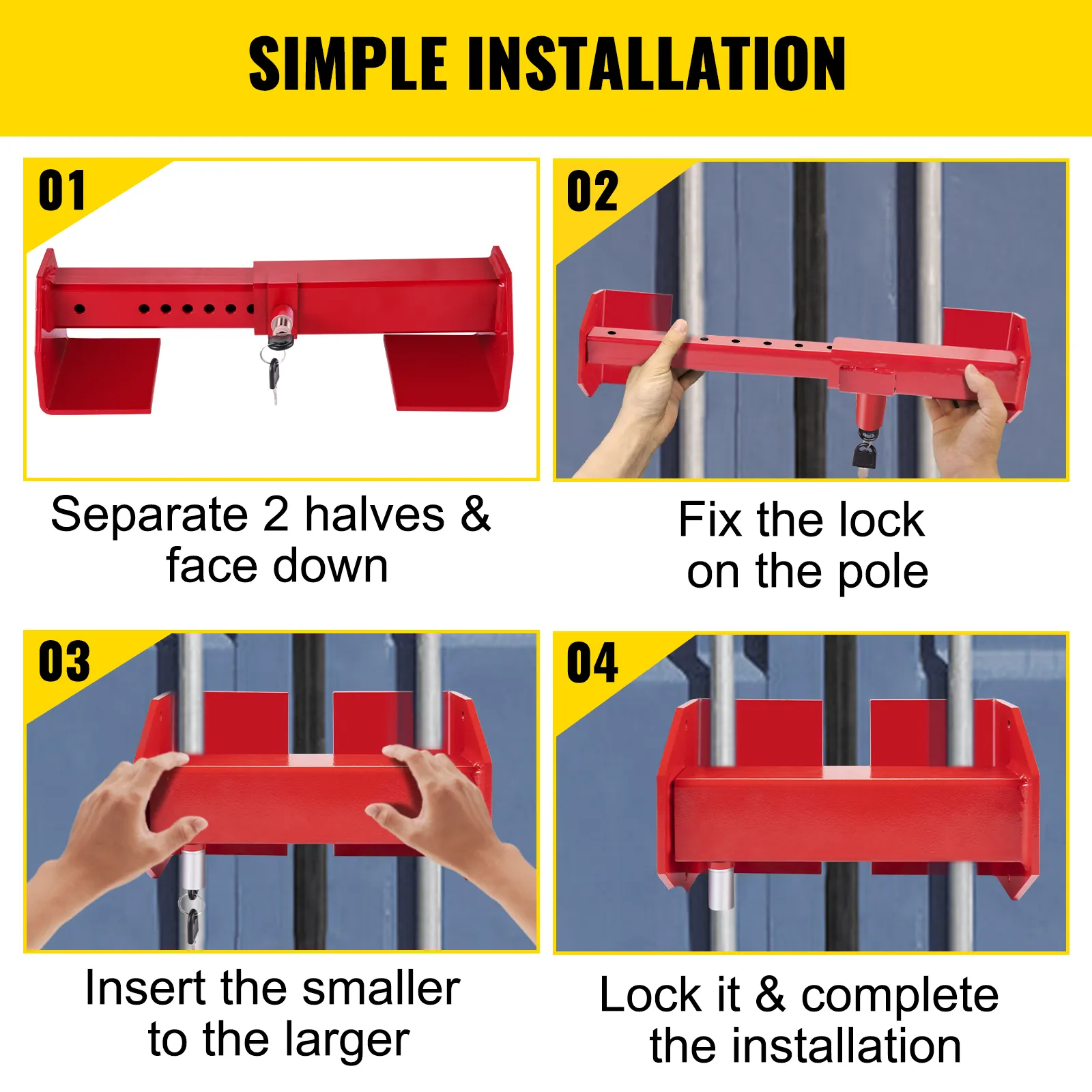 step-by-step VEVOR cargo container lock installation guide.