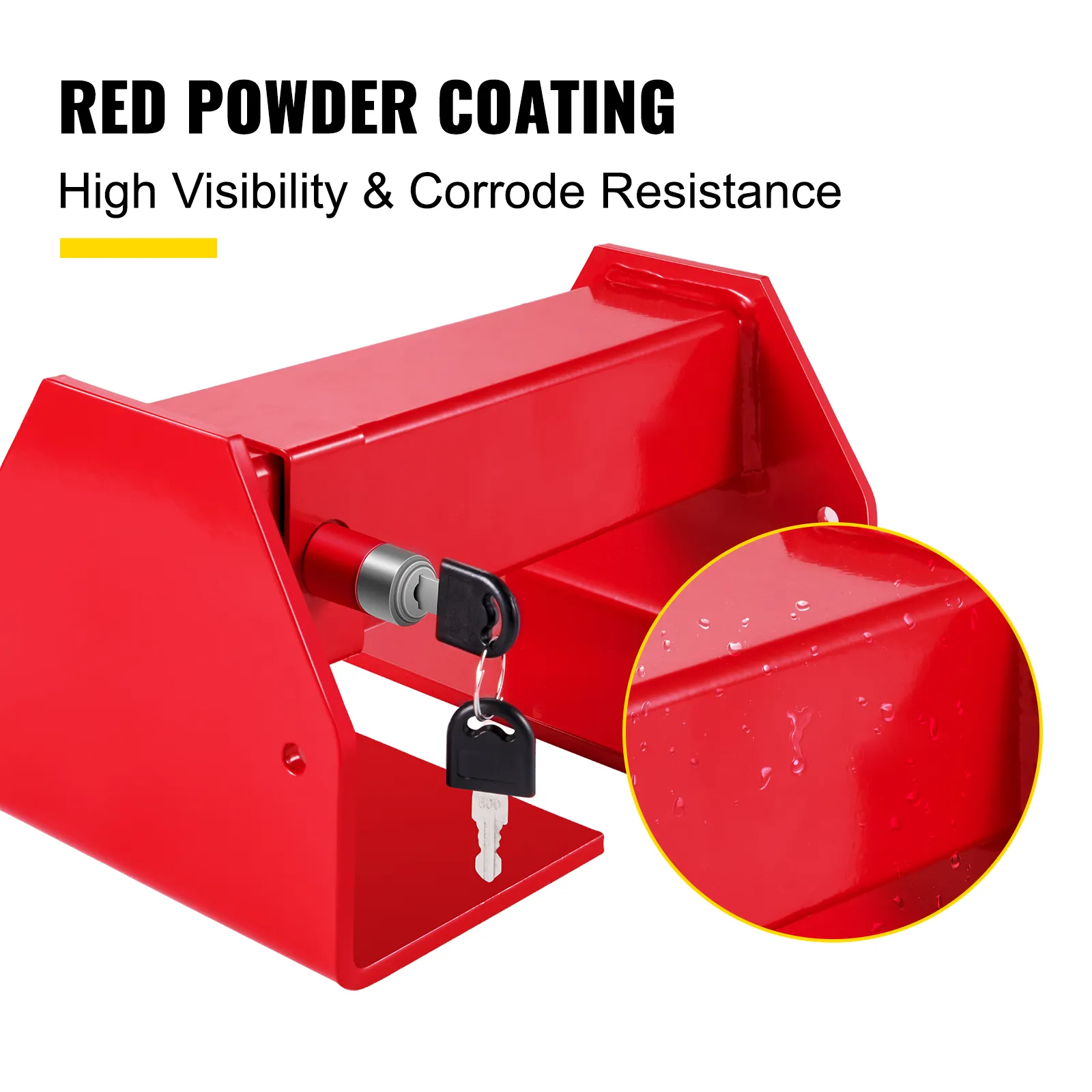VEVOR cargo container lock with red powder coating and keys for corrosion resistance.