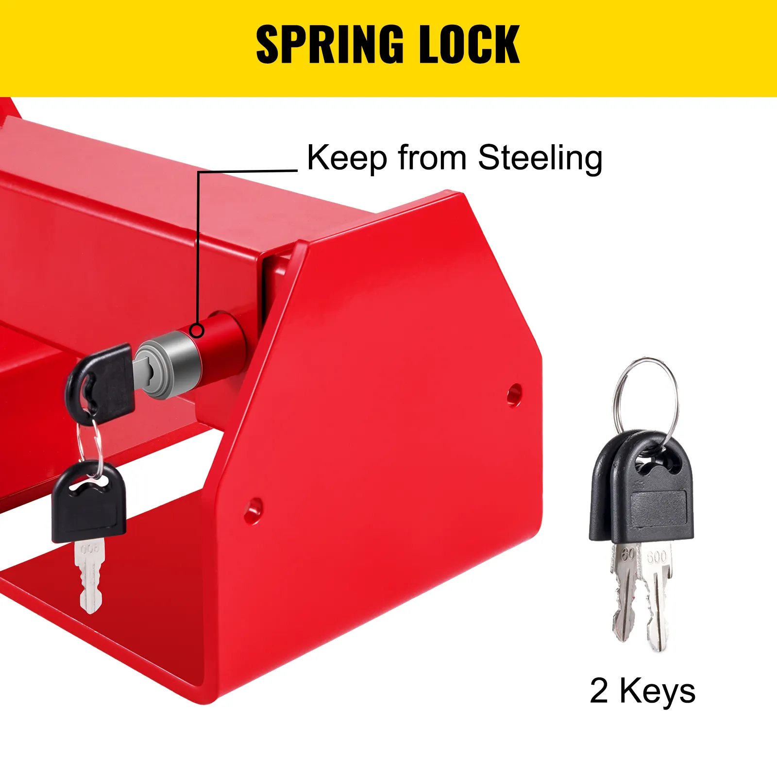 red VEVOR cargo container lock with 2 keys to prevent theft.