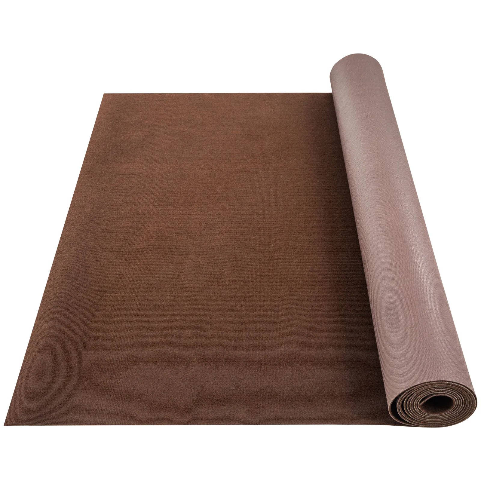 rolled out brown VEVOR marine carpet with a partially unrolled section.