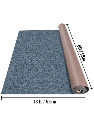 VEVOR marine carpet, 18ft x 6ft roll, dark blue with measurements.