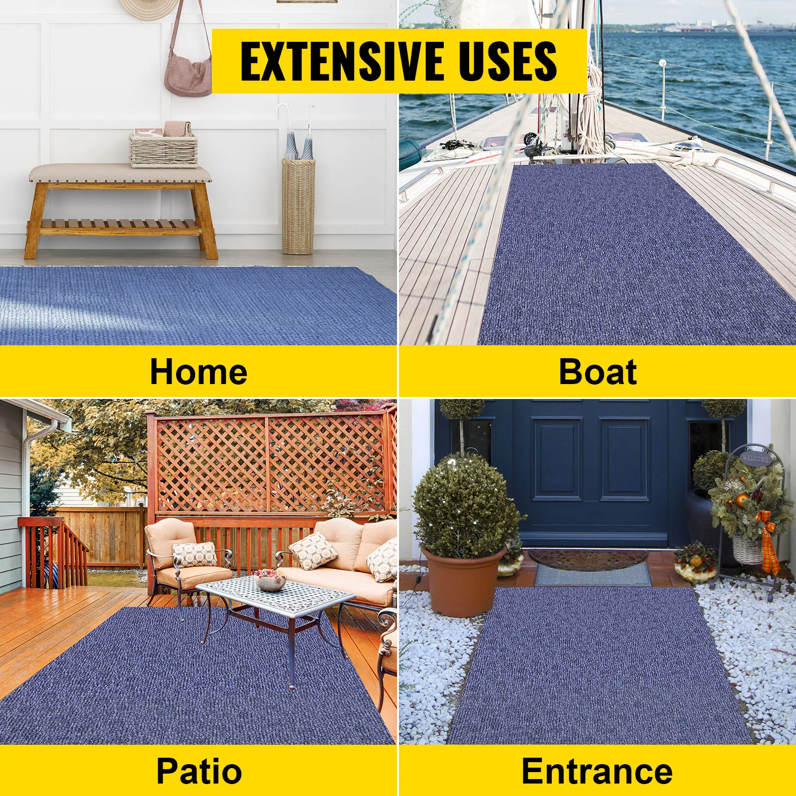 VEVOR marine carpet for home, boat, patio, and entrance. extensive uses.