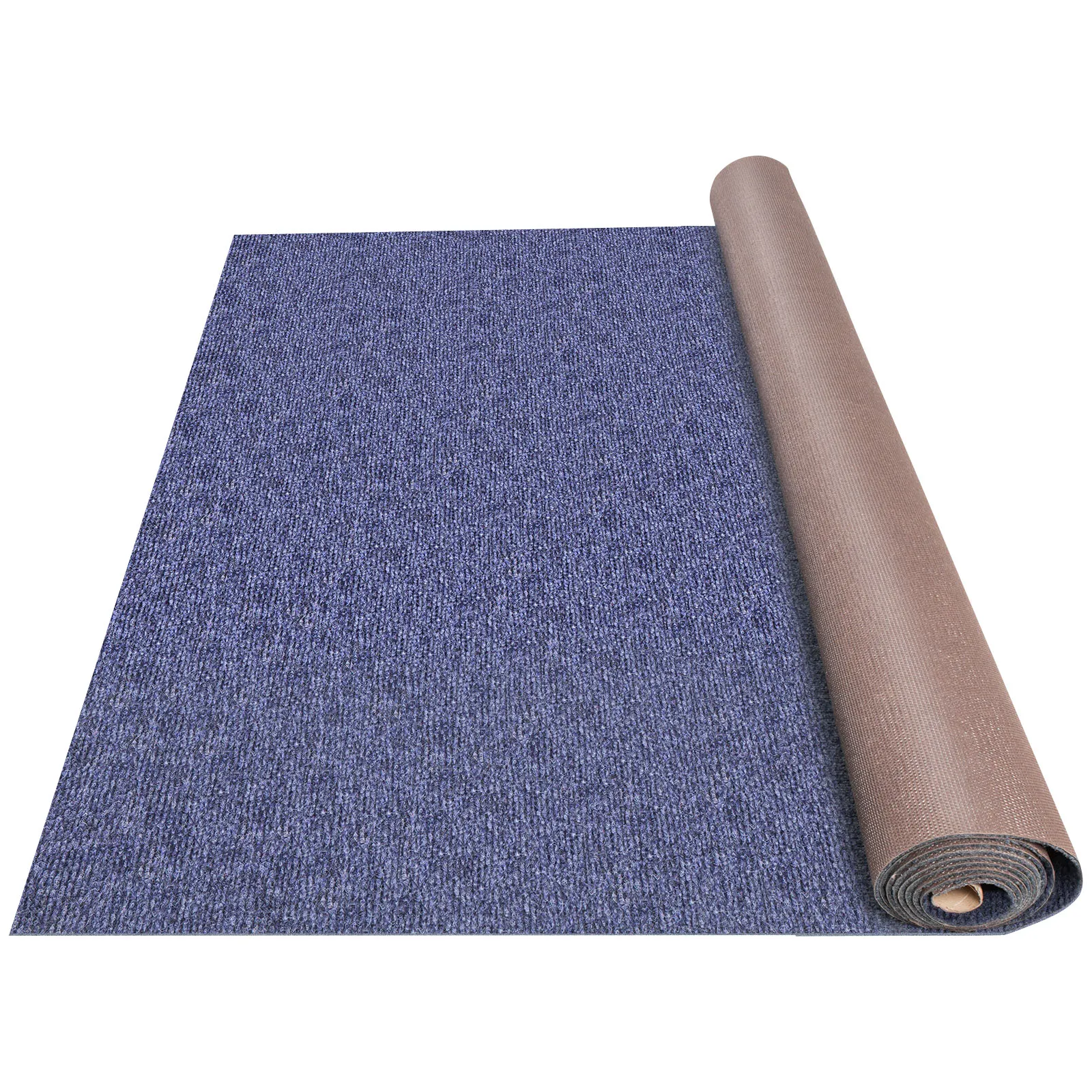 blue rolled-out VEVOR marine carpet on white background.