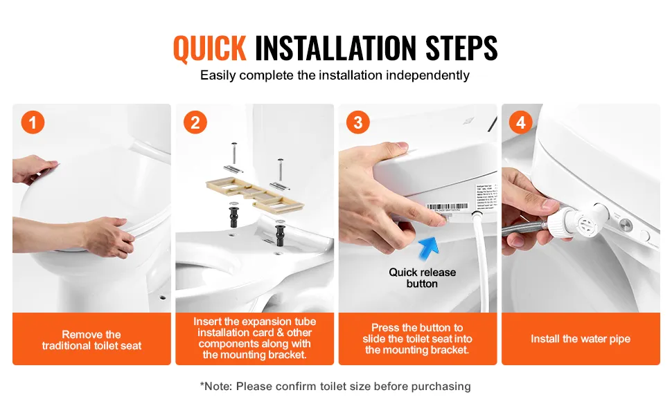 VEVOR Elongated Bidet Toilet Seat, Remote Control Smart Toilet Seat for Existing Toilets, Electric Bidet Toilet Seat with Slow Close, Night Light, Self Cleaning, Air Dryer, Easy Installation, White