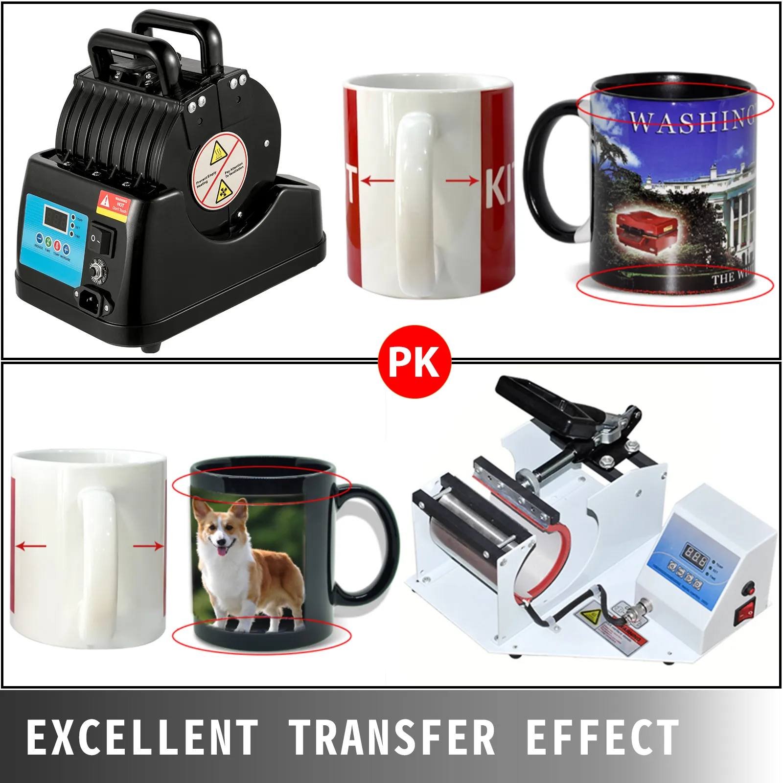 VEVOR-Tassenpresse im Vergleich zur Konkurrenz: Überlegene Übertragungsqualität auf Tassen.