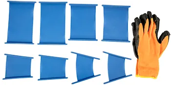 Accesorios para prensa térmica de tazas azules con guantes de color naranja y negro para prensa térmica de tazas VEVOR.