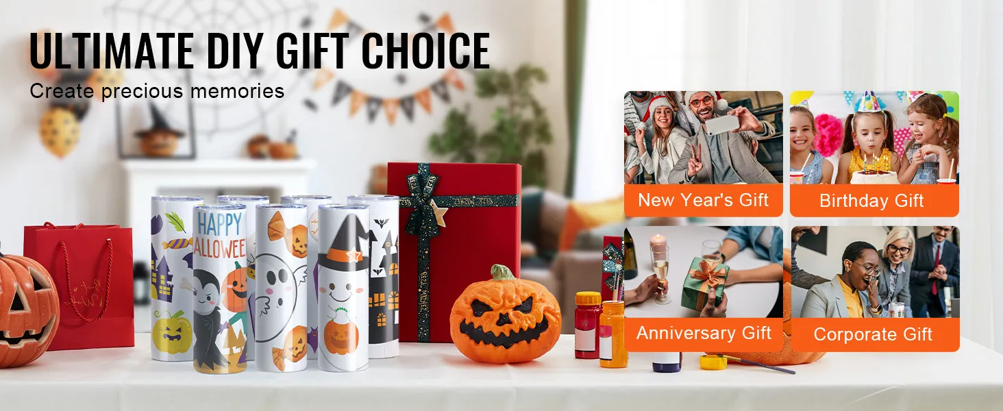 Bicchieri per sublimazione VEVOR a tema Halloween con opzioni regalo: capodanno, compleanno, anniversario, aziendale.