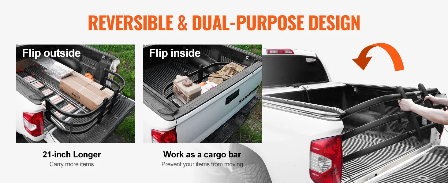 reversible and dual-purpose VEVOR truck bed extender, carry more items, prevent cargo movement.