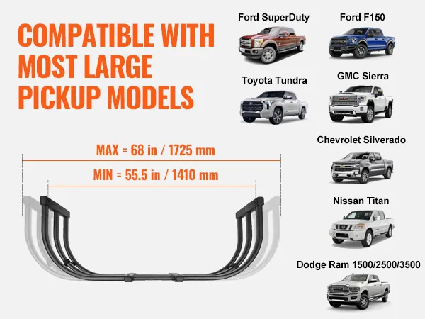 VEVOR truck bed extender compatible with ford, toyota, nissan, gmc, dodge, and chevrolet pickups.