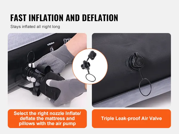 VEVOR-Luftmatratze für die Ladefläche von Lkw mit schnellem Aufblasen und Entleeren sowie dreifach auslaufsicherem Luftventil.