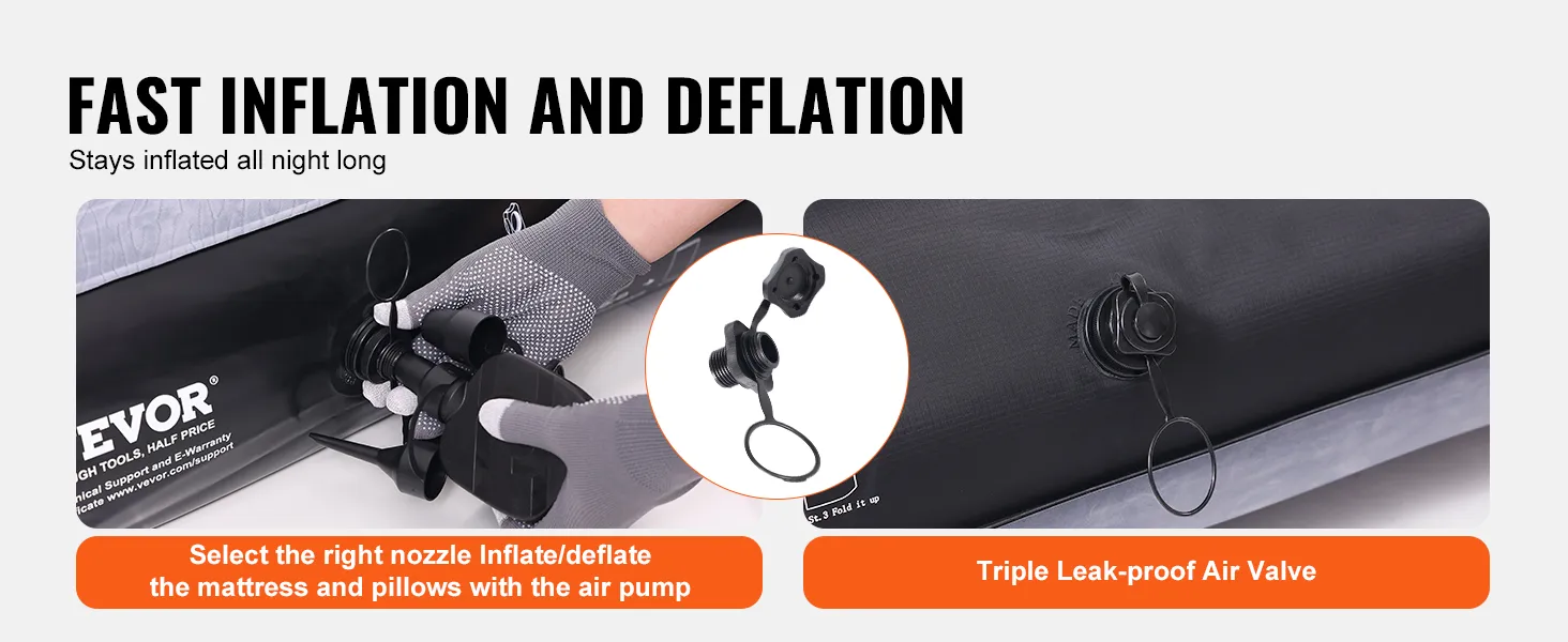 VEVOR-Luftmatratze für die Ladefläche von Lkw mit schnellem Aufblasen und Entleeren sowie dreifach auslaufsicherem Luftventil.