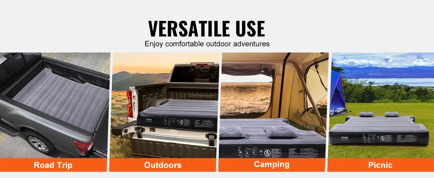 VEVOR-Luftmatratze für die Ladefläche Ihres Trucks, bereit für Roadtrips, Outdoor-Abenteuer, Camping und Picknicks.