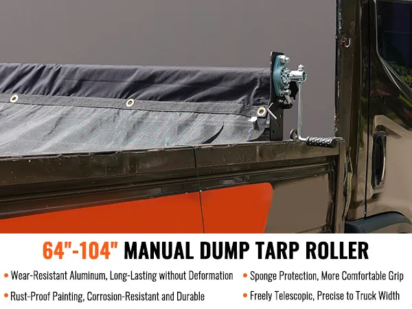VEVOR hand crank tarp roller kit on a truck, showcasing its manual dump tarp roller features.