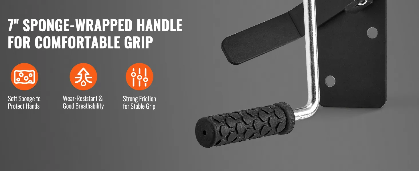 VEVOR hand crank tarp roller kit with 7" sponge-wrapped handle for comfortable, secure grip.