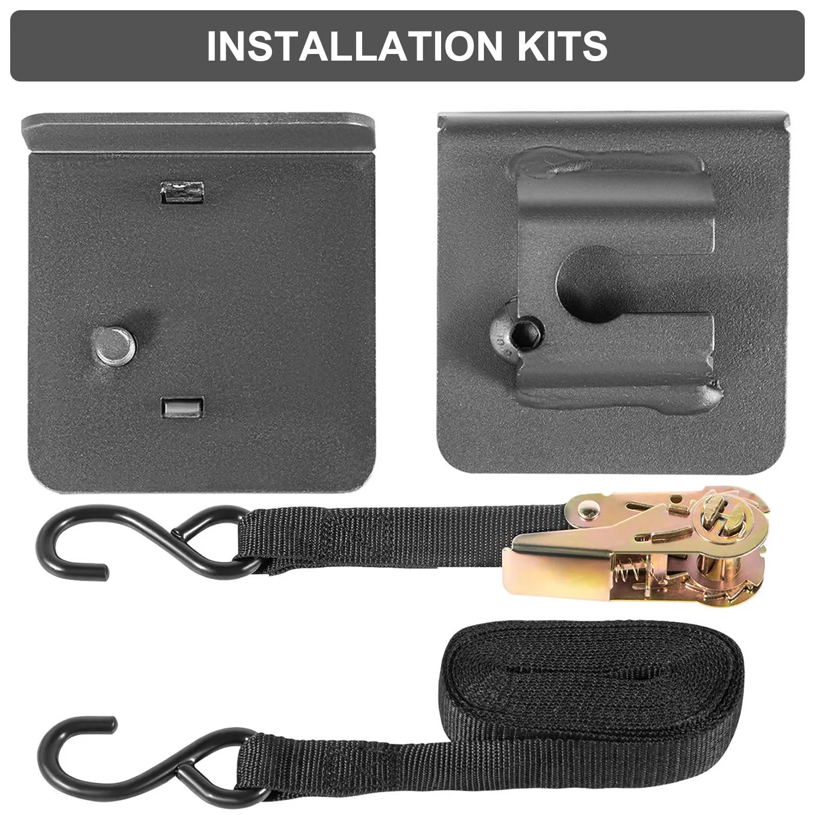 Kits de instalación de extensión de caja de camión VEVOR con soportes y correas de metal.