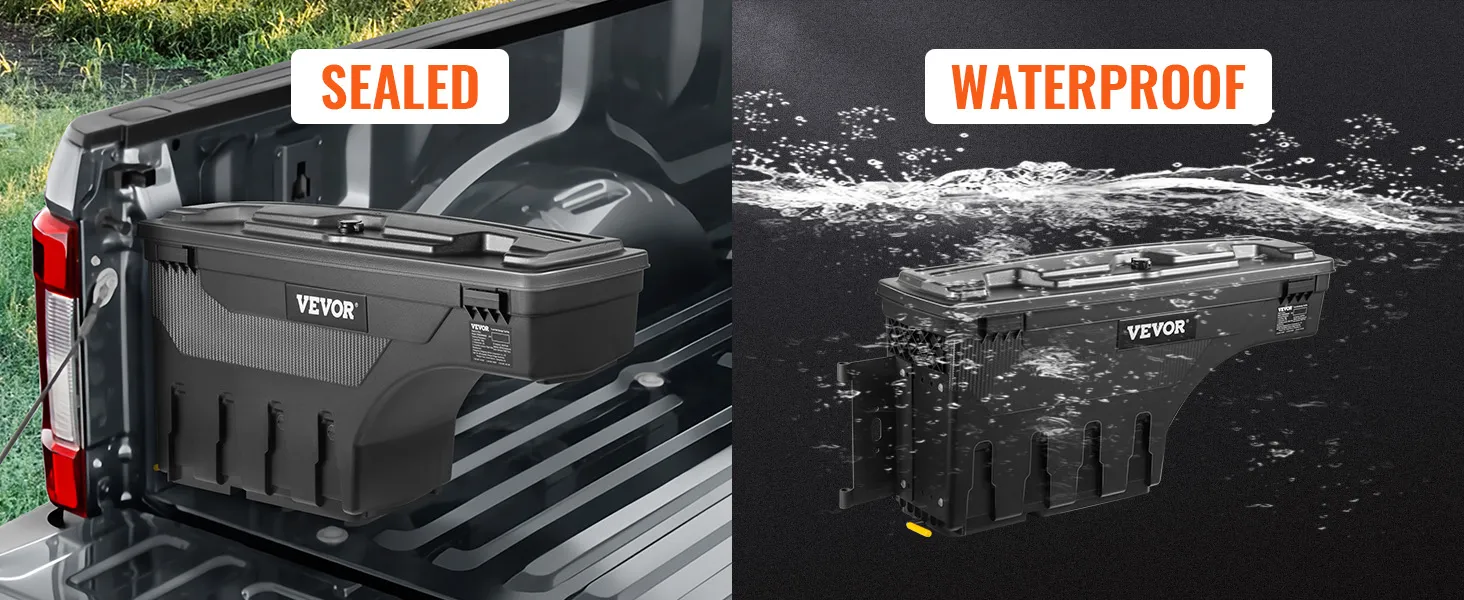 VEVOR truck bed storage box: sealed and waterproof storage solution for truck beds.