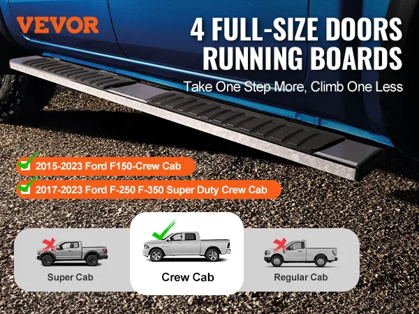VEVOR-Trittbretter für Ford F150-Dampfkabine (2015–2023) und F250 F350 Super Duty Dampfkabine (2017–2023).