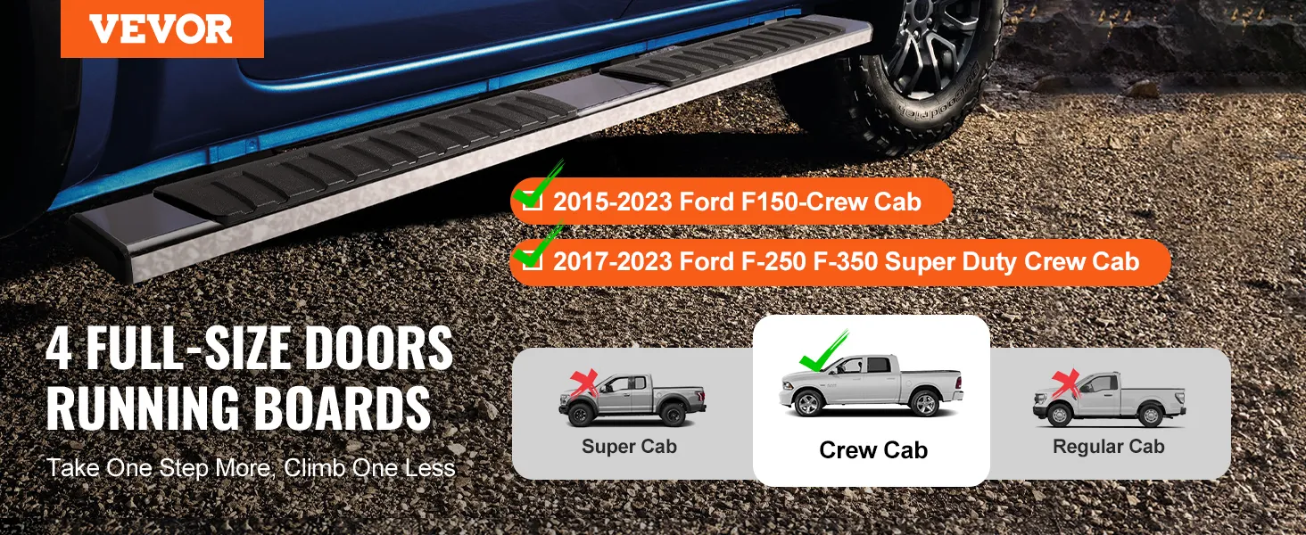 VEVOR-Trittbretter für Ford F150-Dampfkabine (2015–2023) und F250 F350 Super Duty Dampfkabine (2017–2023).