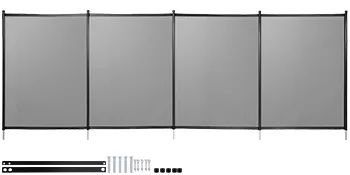 VEVOR pool fence, black mesh panels with hardware accessories on a white background.