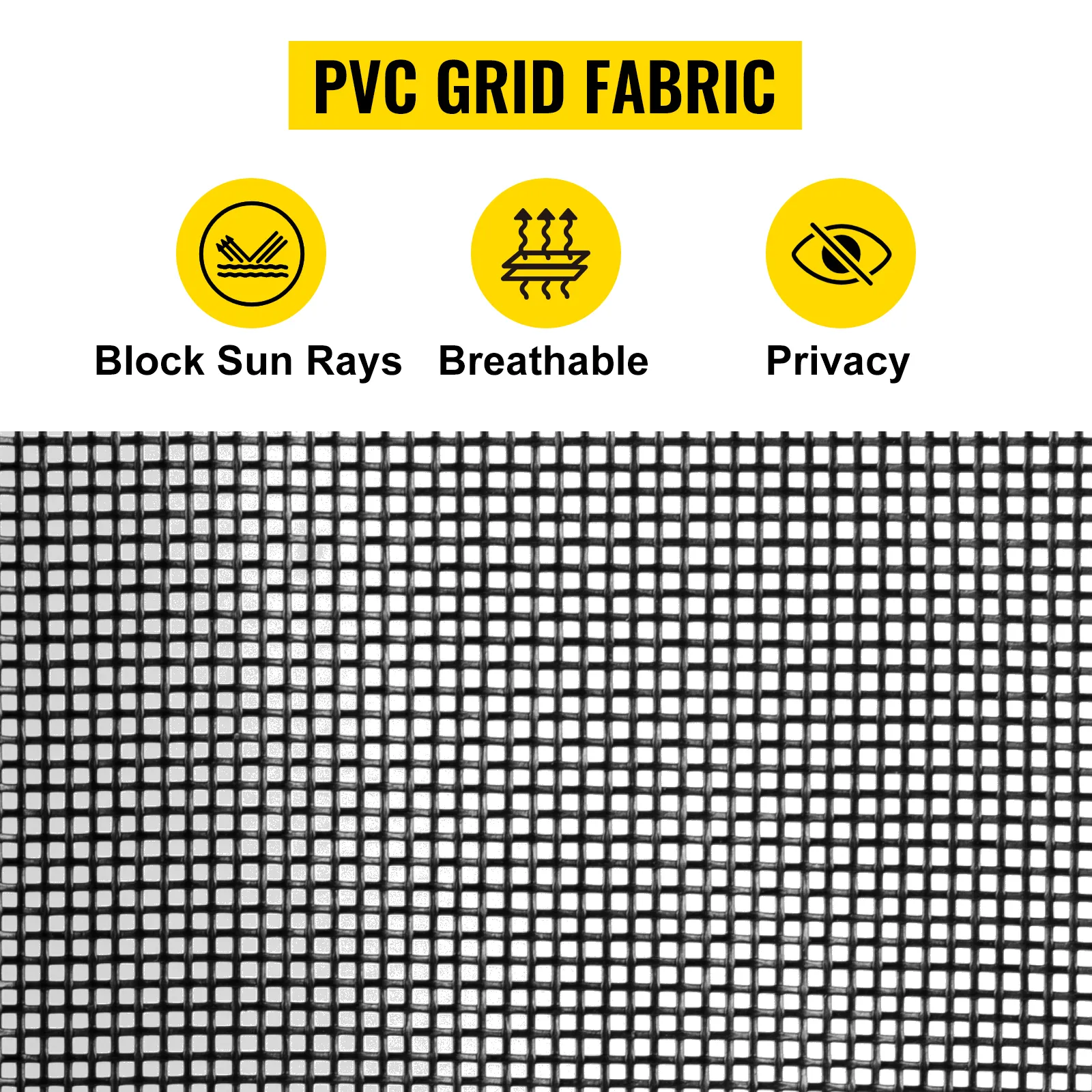 Vorteile von PVC-Gittergewebe: Blockiert Sonnenstrahlen, ist atmungsaktiv und bietet Privatsphäre; ideal für VEVOR-Poolzäune.