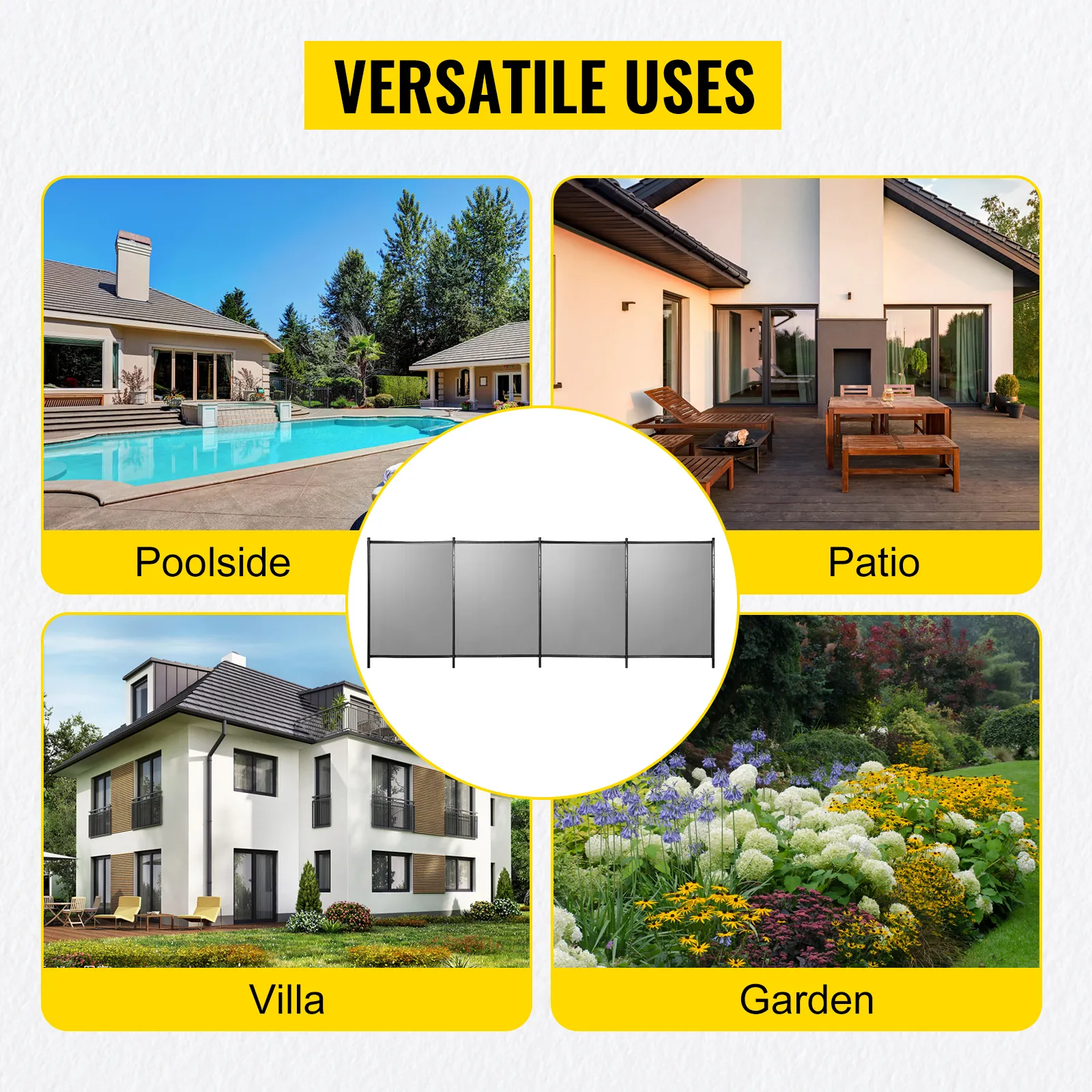 VEVOR-Poolzaun für vielseitige Einsatzmöglichkeiten: Poolrand, Terrasse, Villa und Garten.