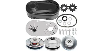 VEVOR torque converter components including belt, gears, and bolts laid out.
