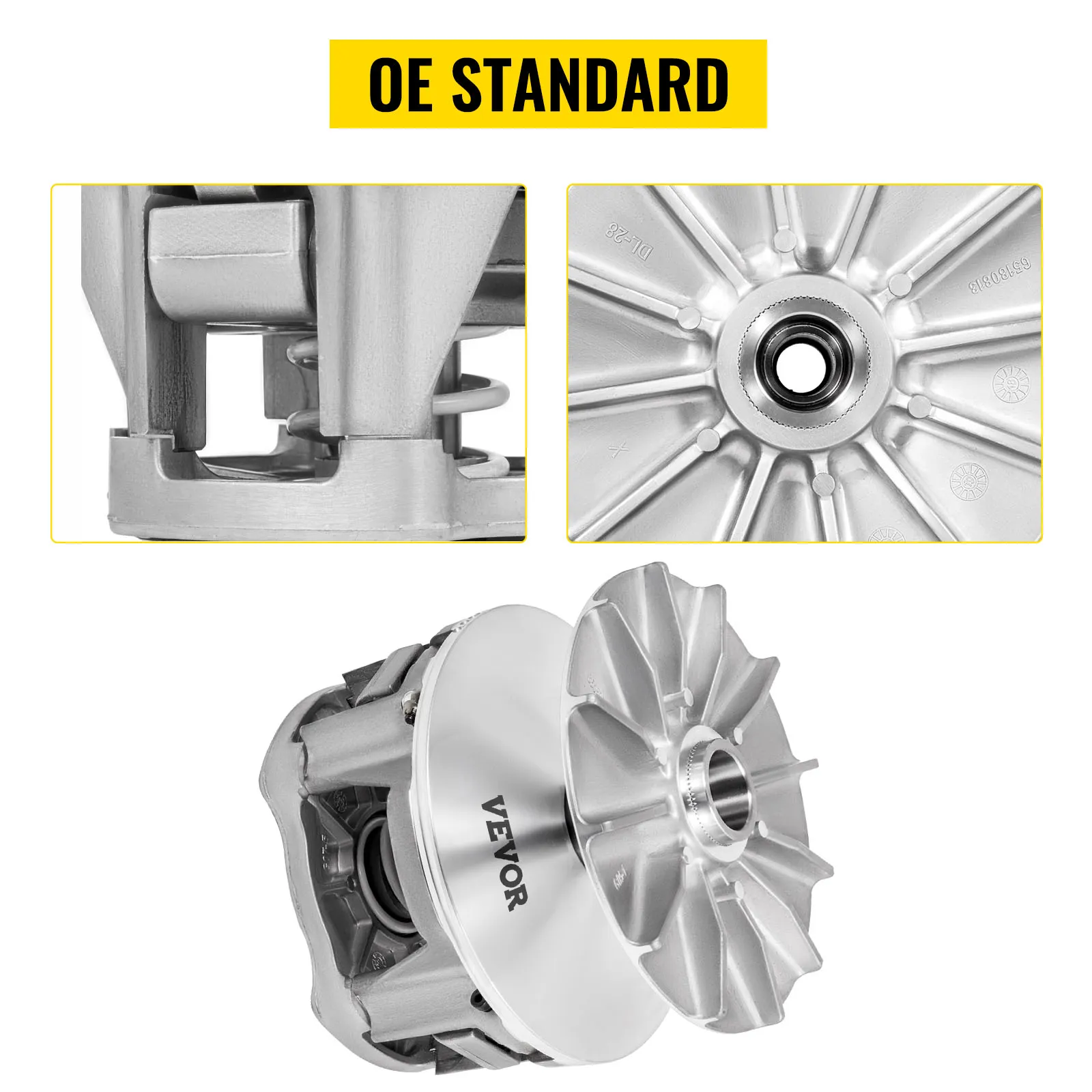 Embrague de transmisión primaria VEVOR, primeros planos estándar oe, construcción de aluminio detallada.
