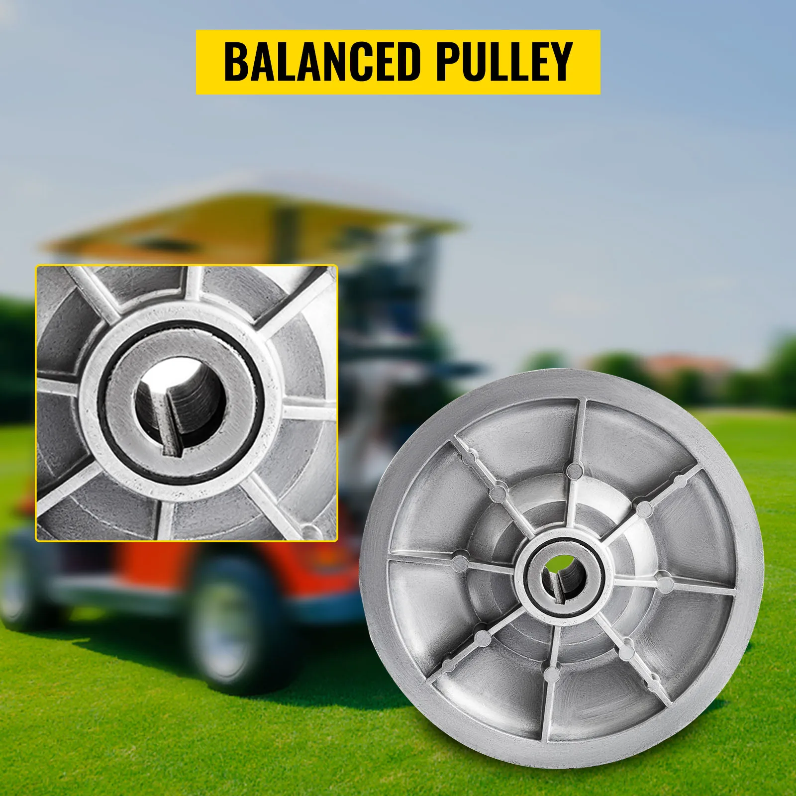 VEVOR golf cart clutch balanced pulley on a golf course background.
