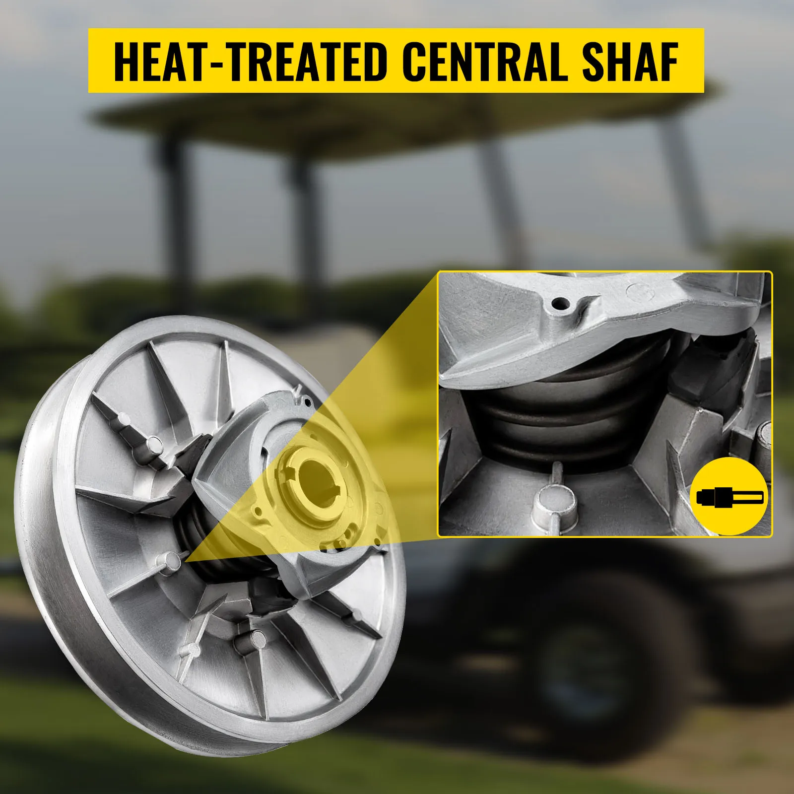 VEVOR golf cart clutch with heat-treated central shaft on blurred golf cart background