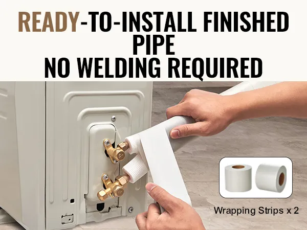 VEVOR mini split line set being installed with no welding required, including wrapping strips for finishing.