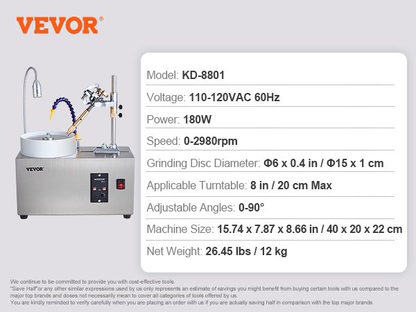 VEVOR Gem Faceting Machine 180W Jade Grinding Polishing