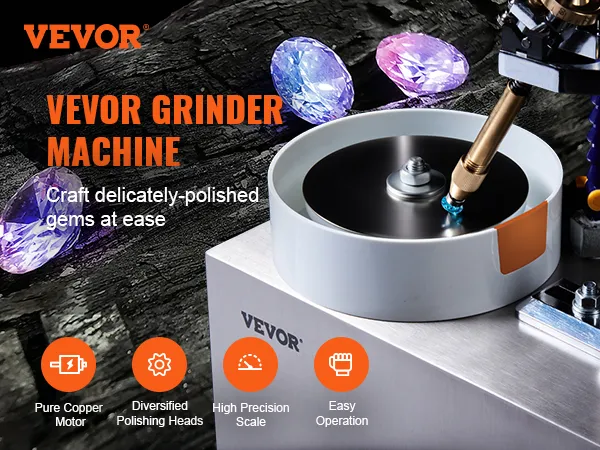 Máquina de tallado de gemas VEVOR con gemas pulidas, motor de cobre, cabezales diversificados, alta precisión, fácil uso