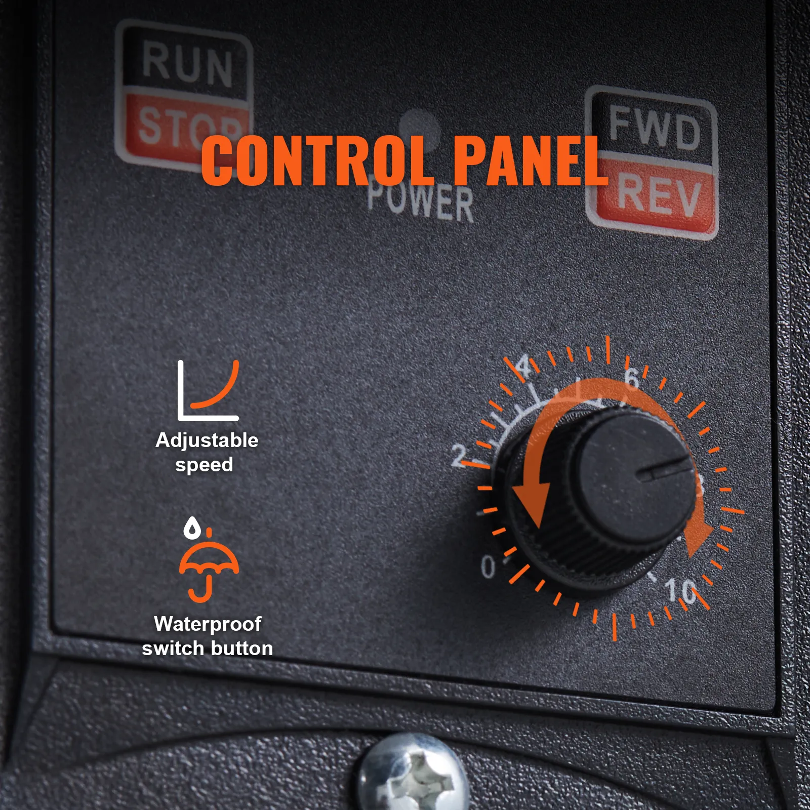 Panel de control de la máquina de facetado de gemas VEVOR con dial de velocidad ajustable y botón resistente al agua.