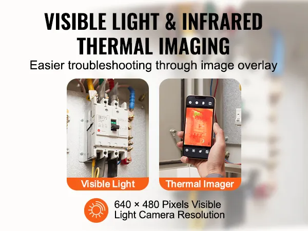obrazowanie termiczne światłem widzialnym i w podczerwieni w celu rozwiązywania problemów, wyposażone w kamerę termowizyjną VEVOR.