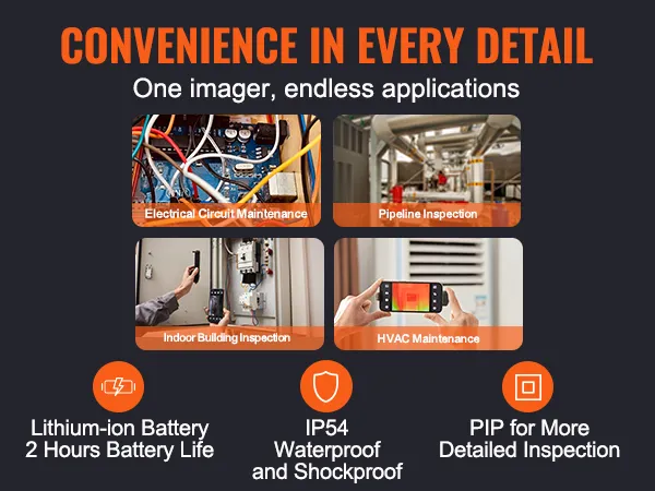 wygoda w każdym calu dzięki kamerze termowizyjnej VEVOR do różnych inspekcji i konserwacji systemów HVAC.