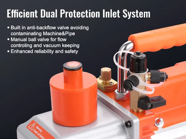 VEVOR dual protection inlet system with anti-backflow and manual ball valves for safety.