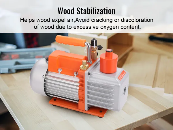 Pompa próżniowa VEVOR hvac do stabilizacji drewna na stole warsztatowym, zapobiegająca jego pękaniu.