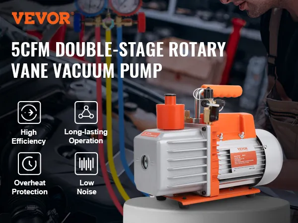 Pompa próżniowa VEVOR hvac 5cfm, dwustopniowa, łopatkowa, wydajna praca, stabilna praca.