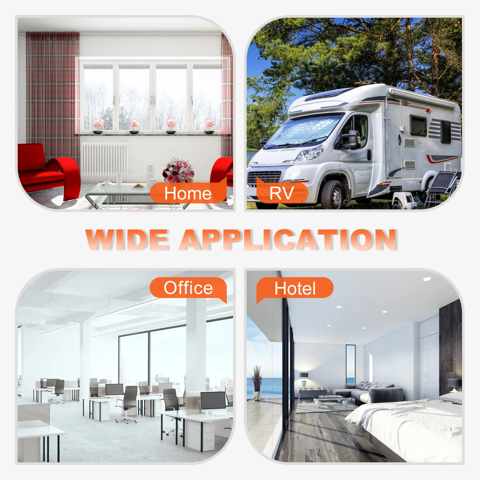 wide applications of VEVOR air conditioner support bracket in home, rv, office, and hotel settings.