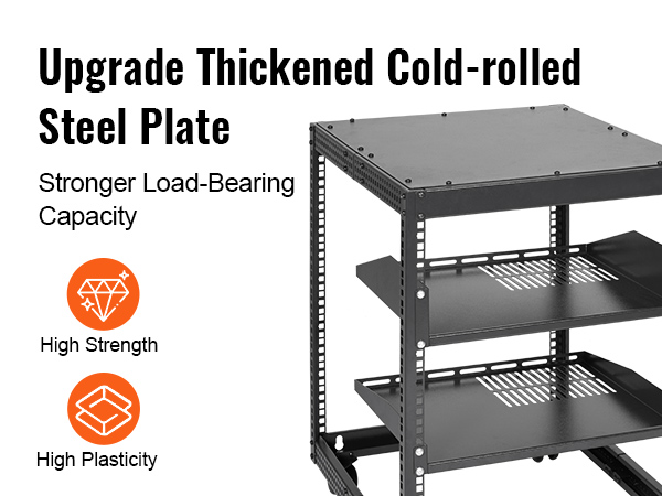 VEVOR 12U Open Frame Server Rack, 23-40 in Adjustable Depth