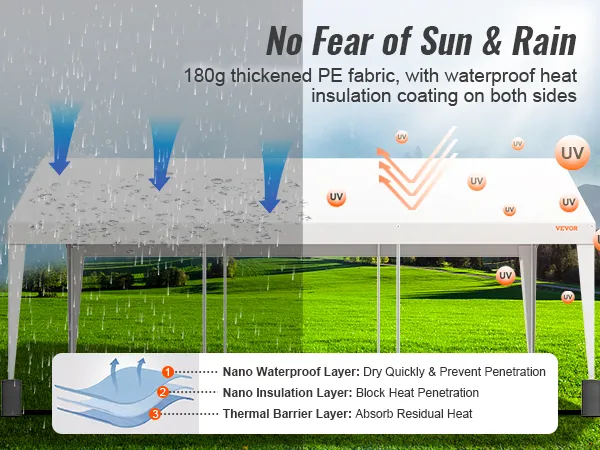 VEVOR-Carport mit 180 g PE-Gewebe, wasserdicht und UV-geschützt, für alle Wetterbedingungen geeignet.